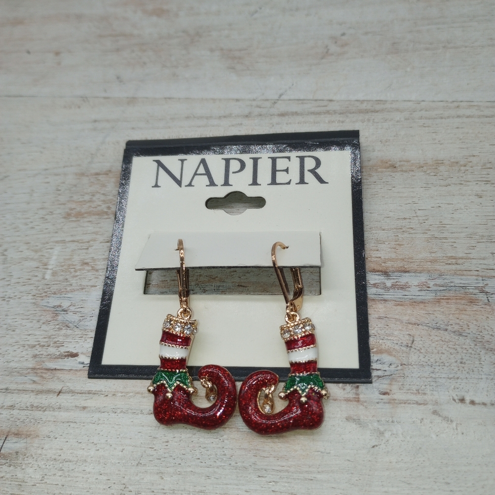 Napier Christmas Elf Stocking Earrings